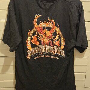 Battle Design T-Shirt Mens XL Black Operation Iraqi Freedom Graphic Skull Tee